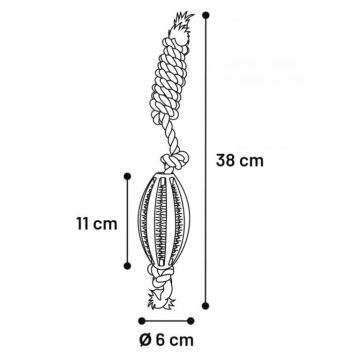 DENTAL Ballon de rugby en caoutchouc avec corde 11 cm