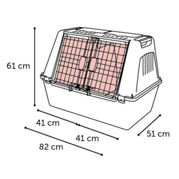 cage de transport tripper gris taille L - 51x82x61 cm