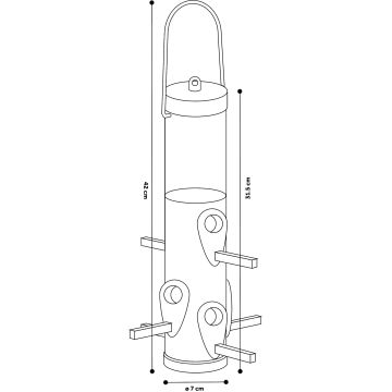 Mangeoire Silo Oiseaux Graines Survival M Plastique 22,5x22,5x34,6CM