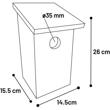 Nichoir Bizi - bois 14.5x15.5x26cm - FSC 100%