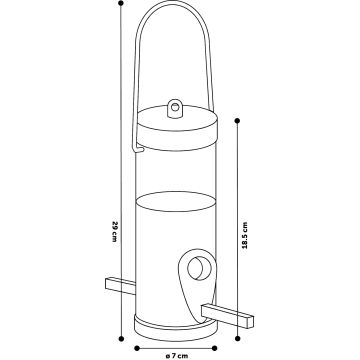 Mangeoire Silo Oiseaux Graines Survival S Plastique 22,5x7,5x29.5CM